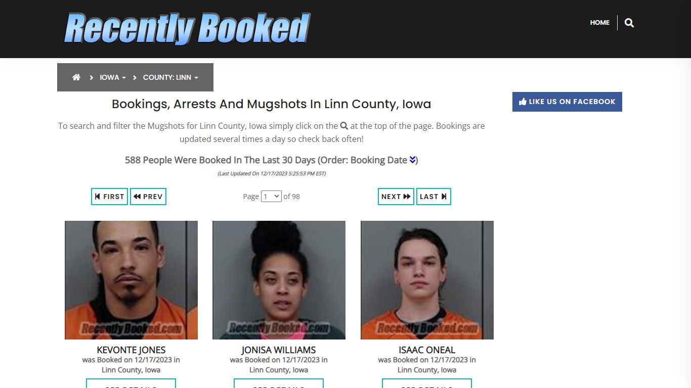 Recent bookings, Arrests, Mugshots in Linn County, Iowa - Recently Booked